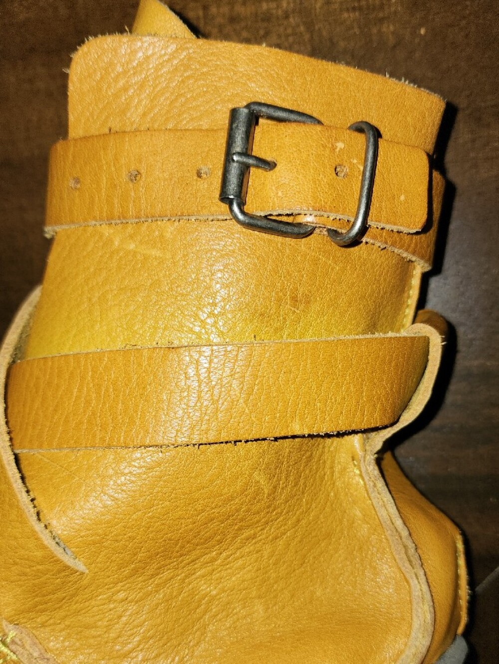 Trippen Size 38 Mustard Leather Wrap Buckle Boots - Picture 8 of 11